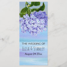 Blaues und lila Hydrangea Hochzeitsprogramm