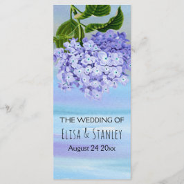 Blaues und lila Hydrangea Hochzeitsprogramm Programm
