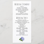 Blaues und lila Hydrangea Hochzeitsprogramm Programm (Rückseite)