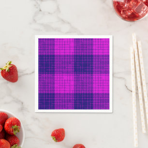 Blaues und lila kariertes Kreuzschachbrett-Design Serviette