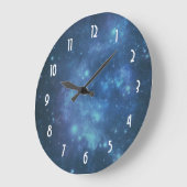 Blaues und lila kosmisches Raum-Bild Große Wanduhr (Winkel)