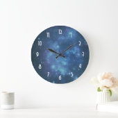Blaues und lila kosmisches Raum-Bild Große Wanduhr (Zuhause)