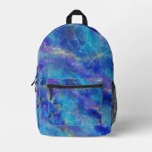 Blaues und Lila Marmormuster Bedruckter Rucksack (Vorderseite)