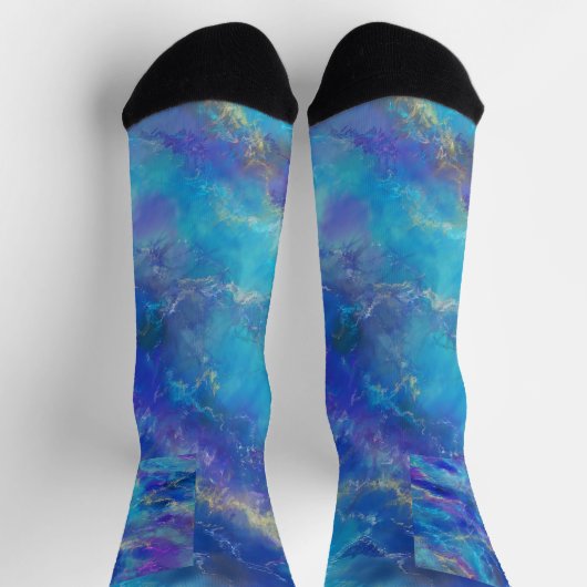 Blaues und Lila Marmormuster Socken (Oben)