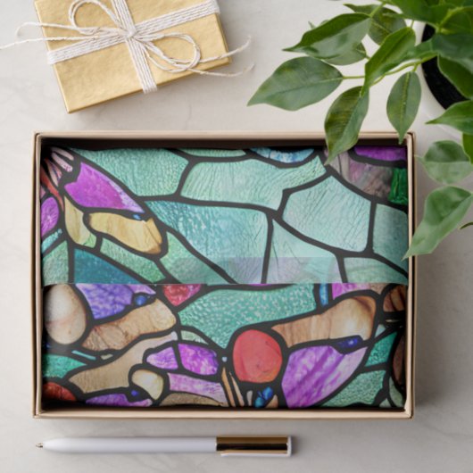 Blaues und Lila Schmetterlingsglas Seidenpapier (Geschenk)