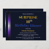 Blaues und Lila Überraschungsfest am 18. Geburtsta Einladung (Vorne/Hinten)