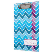 Blaues und lila Zickzack gestreiftes Klemmbrett (Links)