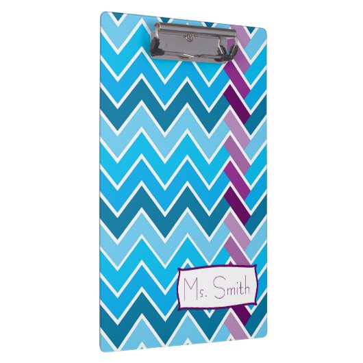 Blaues und lila Zickzack gestreiftes Klemmbrett (Rechts)