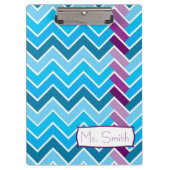 Blaues und lila Zickzack gestreiftes Klemmbrett (Vorderseite)