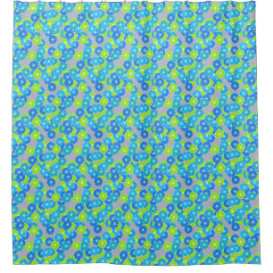 Blaues und Limones Grün des Duschvorhang