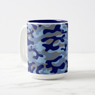 Blaues und Marine-Tarnmuster  Zweifarbige Tasse