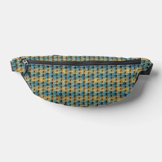 Blaues und Ocker abstraktes Musterdesign 1315 Bauchtasche (Ablage )