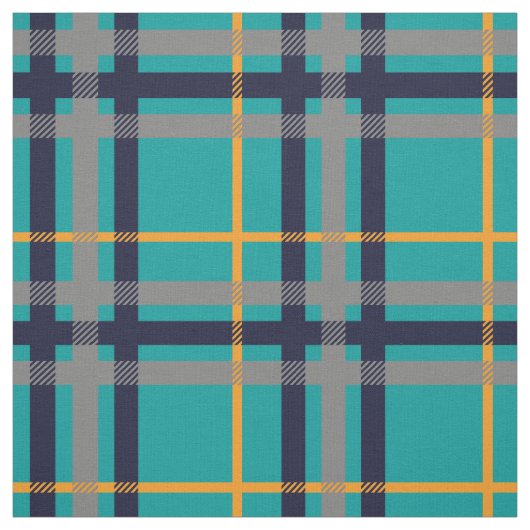 Blaues und orange kariertes Gewebe Stoff (Muster)
