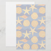 Blaues und orange Seashell-Muster Briefpapier (Vorne/Hinten)