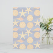 Blaues und orange Seashell-Muster Briefpapier (Stehend Vorderseite)