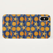Blaues und orange Seashell-Muster Case-Mate iPhone Hülle (Rückseite (Horizontal))