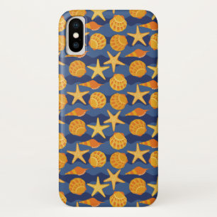 Blaues und orange Seashell-Muster Case-Mate iPhone Hülle