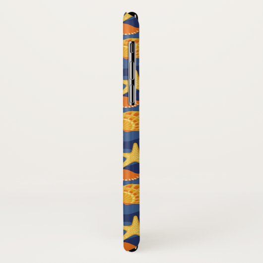 Blaues und orange Seashell-Muster Case-Mate iPhone Hülle (Hinten/Links)