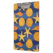 Blaues und orange Seashell-Muster Klemmbrett (Links)