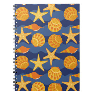 Blaues und orange Seashell-Muster Notizblock