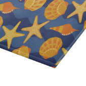 Blaues und orange Seashell-Muster Schneidebrett (Ecke)