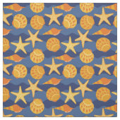 Blaues und orange Seashell-Muster Stoff (Muster)