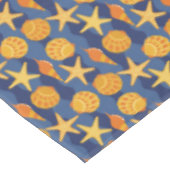 Blaues und orange Seashell-Muster Tischdecke (Schrägansicht)