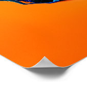 Blaues und orangefarbenes Abstraktes Pferd Poster (Ecke)