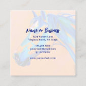 Blaues und orangefarbenes Abstraktes Pferd Quadratische Visitenkarte (Rückseite)