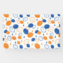 Blaues und orangefarbenes Lemon-Muster, spielerisc