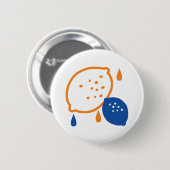 Blaues und orangefarbenes Lemon-Muster, spielerisc Button (Vorne & Hinten)