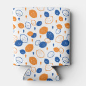 Blaues und orangefarbenes Lemon-Muster, spielerisc Dosenkühler (Rückseite)