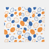 Blaues und orangefarbenes Lemon-Muster, spielerisc Fleecedecke (Vorderseite (Horizontal))