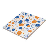 Blaues und orangefarbenes Lemon-Muster, spielerisc Fliese (Seite)