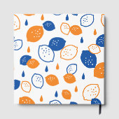 Blaues und orangefarbenes Lemon-Muster, spielerisc Gästebuch (Rückseite)