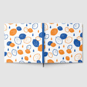 Blaues und orangefarbenes Lemon-Muster, spielerisc Gästebuch (Voll)