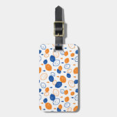 Blaues und orangefarbenes Lemon-Muster, spielerisc Gepäckanhänger (Vorderseite vertikal)