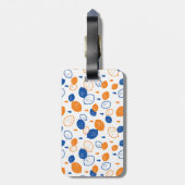 Blaues und orangefarbenes Lemon-Muster, spielerisc Gepäckanhänger (Rückseite vertikal)