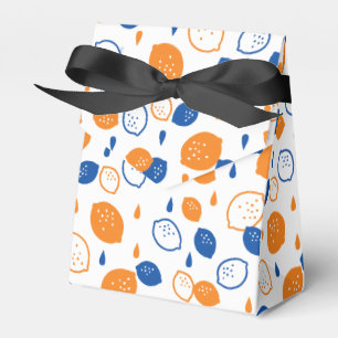 Blaues und orangefarbenes Lemon-Muster, spielerisc Geschenkschachtel