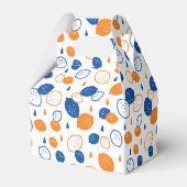 Blaues und orangefarbenes Lemon-Muster, spielerisc Geschenkschachtel (Rückseite)