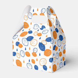 Blaues und orangefarbenes Lemon-Muster, spielerisc Geschenkschachtel