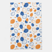 Blaues und orangefarbenes Lemon-Muster, spielerisc Geschirrtuch (Vertikal)
