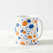 Blaues und orangefarbenes Lemon-Muster, spielerisc Kaffeetasse (VorderseiteRechts)