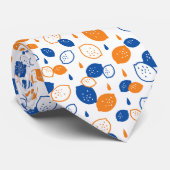 Blaues und orangefarbenes Lemon-Muster, spielerisc Krawatte (Gerollt)