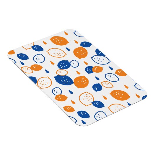 Blaues und orangefarbenes Lemon-Muster, spielerisc Magnet (Rechte Seite)