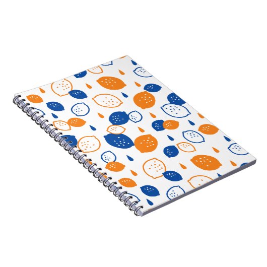 Blaues und orangefarbenes Lemon-Muster, spielerisc Notizblock (Rechte Seite)