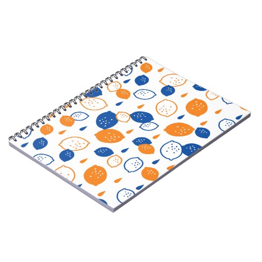 Blaues und orangefarbenes Lemon-Muster, spielerisc Notizblock (Linke Seite)