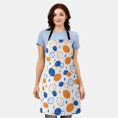 Blaues und orangefarbenes Lemon-Muster, spielerisc Schürze (Getragen)