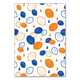 Blaues und orangefarbenes Lemon-Muster, spielerisc Tischnummer