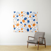 Blaues und orangefarbenes Lemon-Muster, spielerisc Wandteppich (Beispiel (Horizontal))